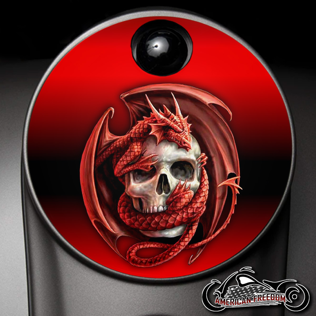 Custom Fuel Door - Red Dragon Skull